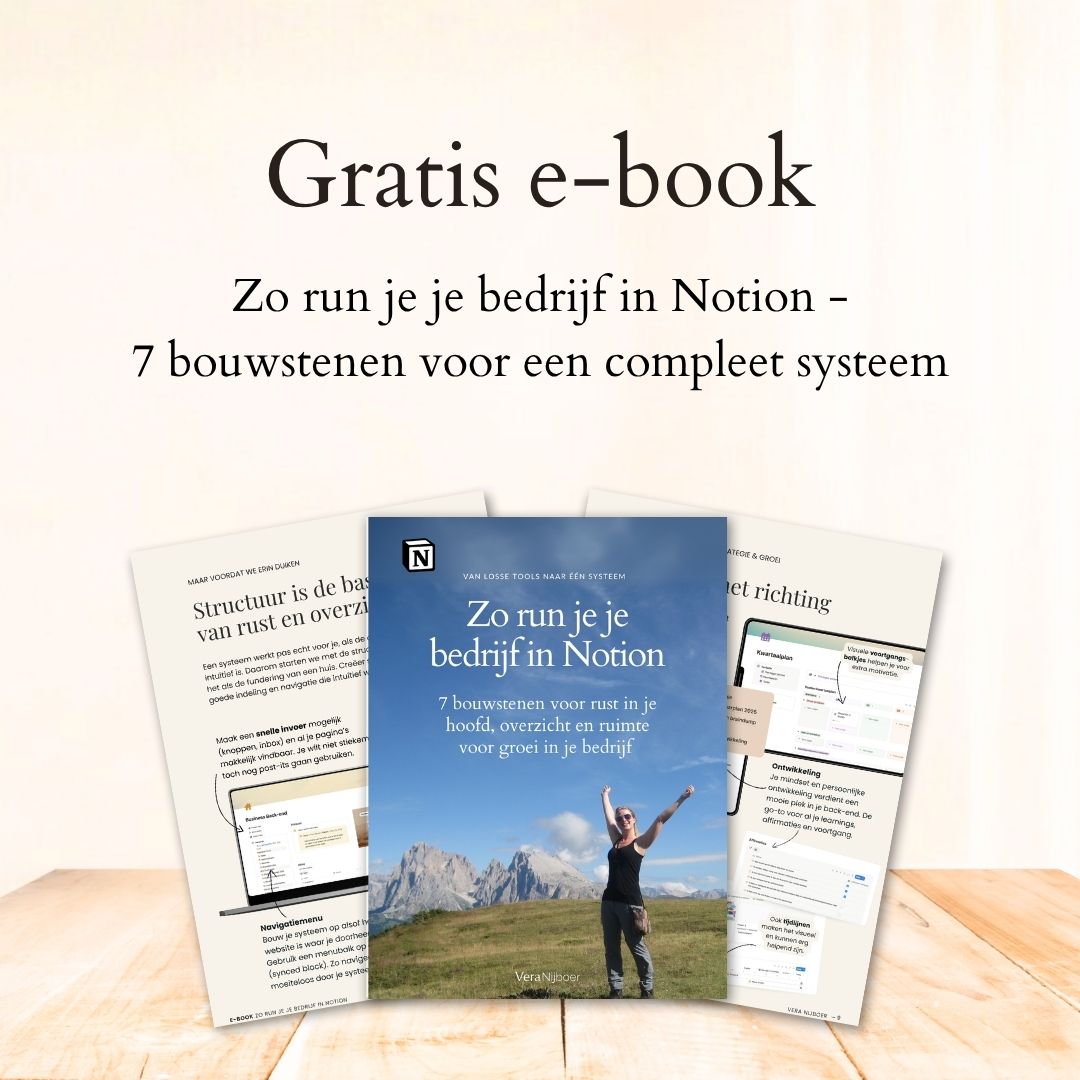 Gratis e-book - zo run je je bedrijf in Notion, door Vera Nijboer