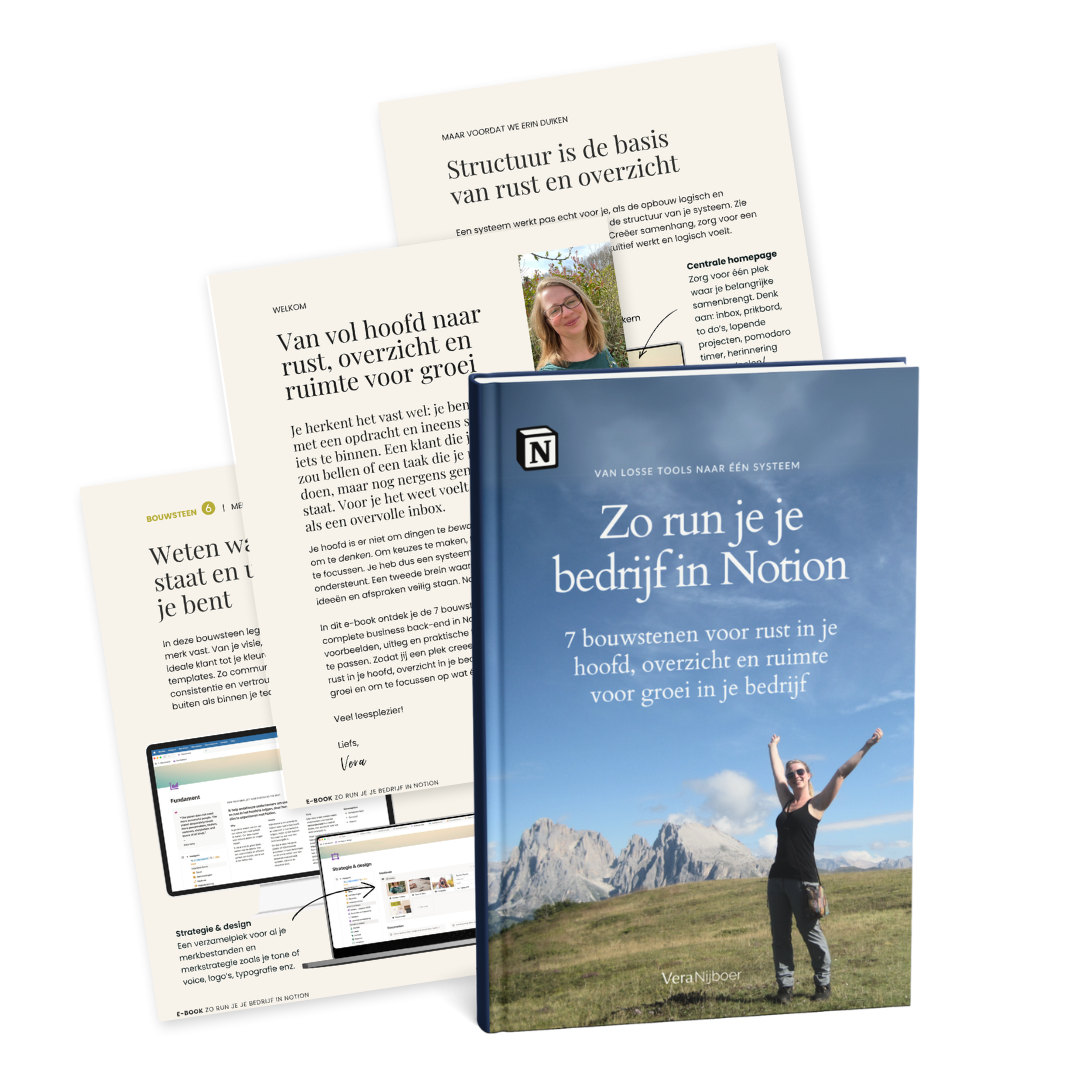 Gratis e-book - zo run je je bedrijf in Notion, door Vera Nijboer