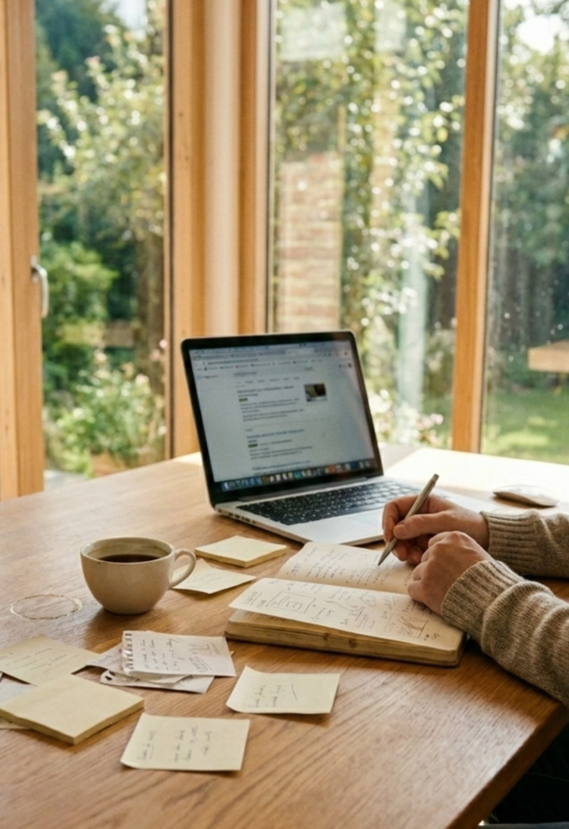 Notion Bedrijfshuis Bureau met laptop en allerlei notities
